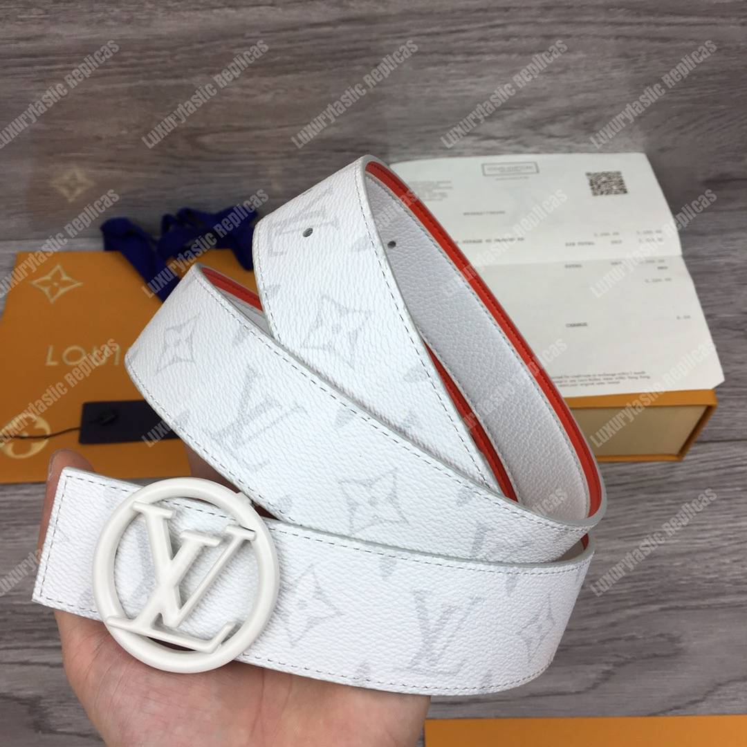 LV Circle 40mm Reversible Belt White