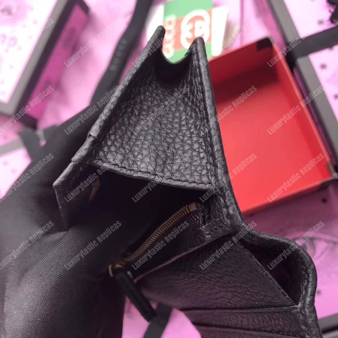 G*u*i gg leather card case with butterfly black