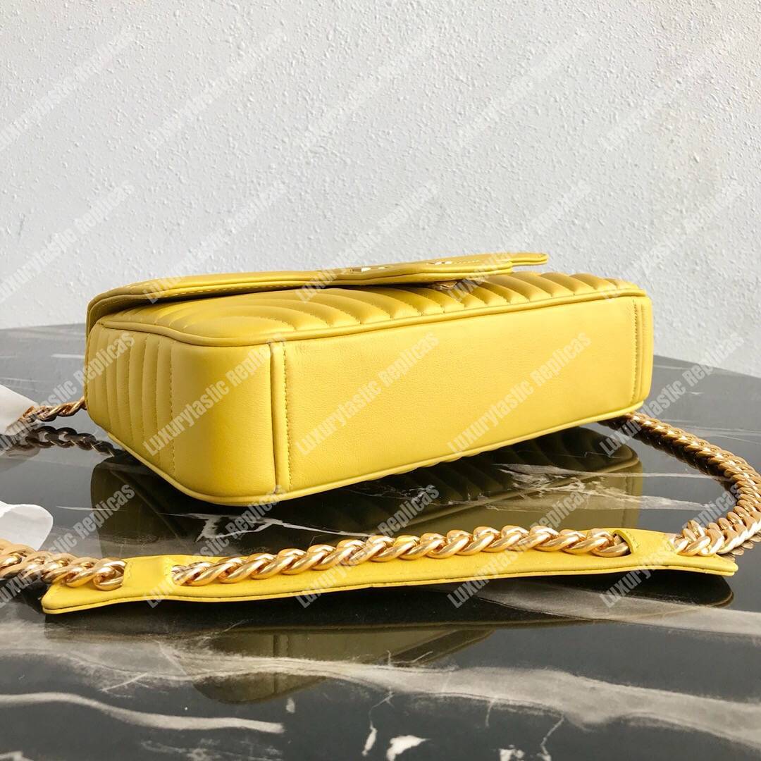 Pra*a diagramme medium leather bag yellow