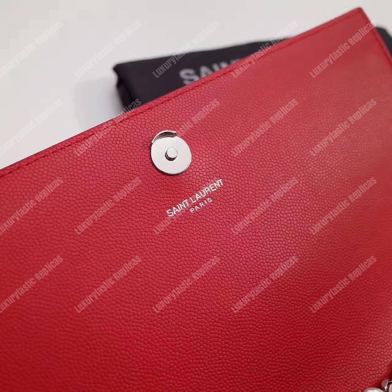 Saint Laurent Kate Medium In Grain De Poudre Embossed Leather Red