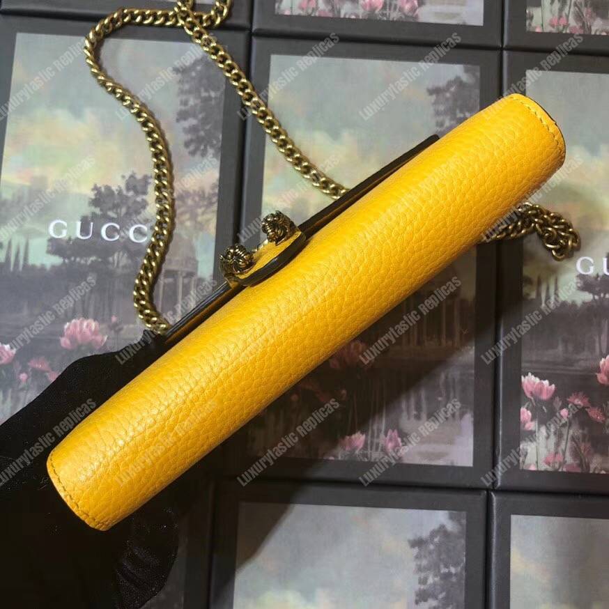 G*u*i calfskin garden dionysus chain wallet yellow with bat