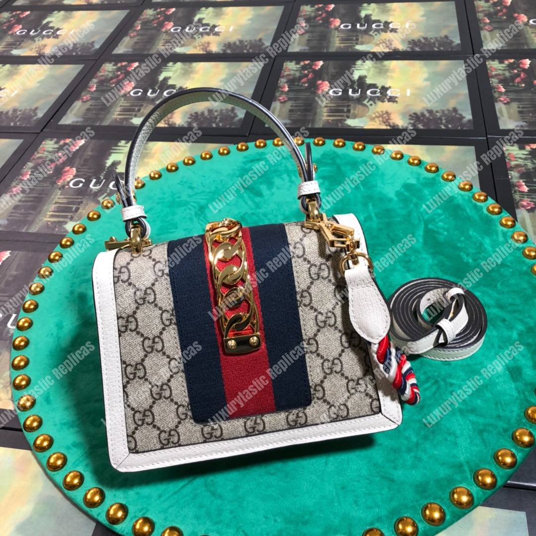 G*u*i sylvie gg sup*e canvas mini bag white