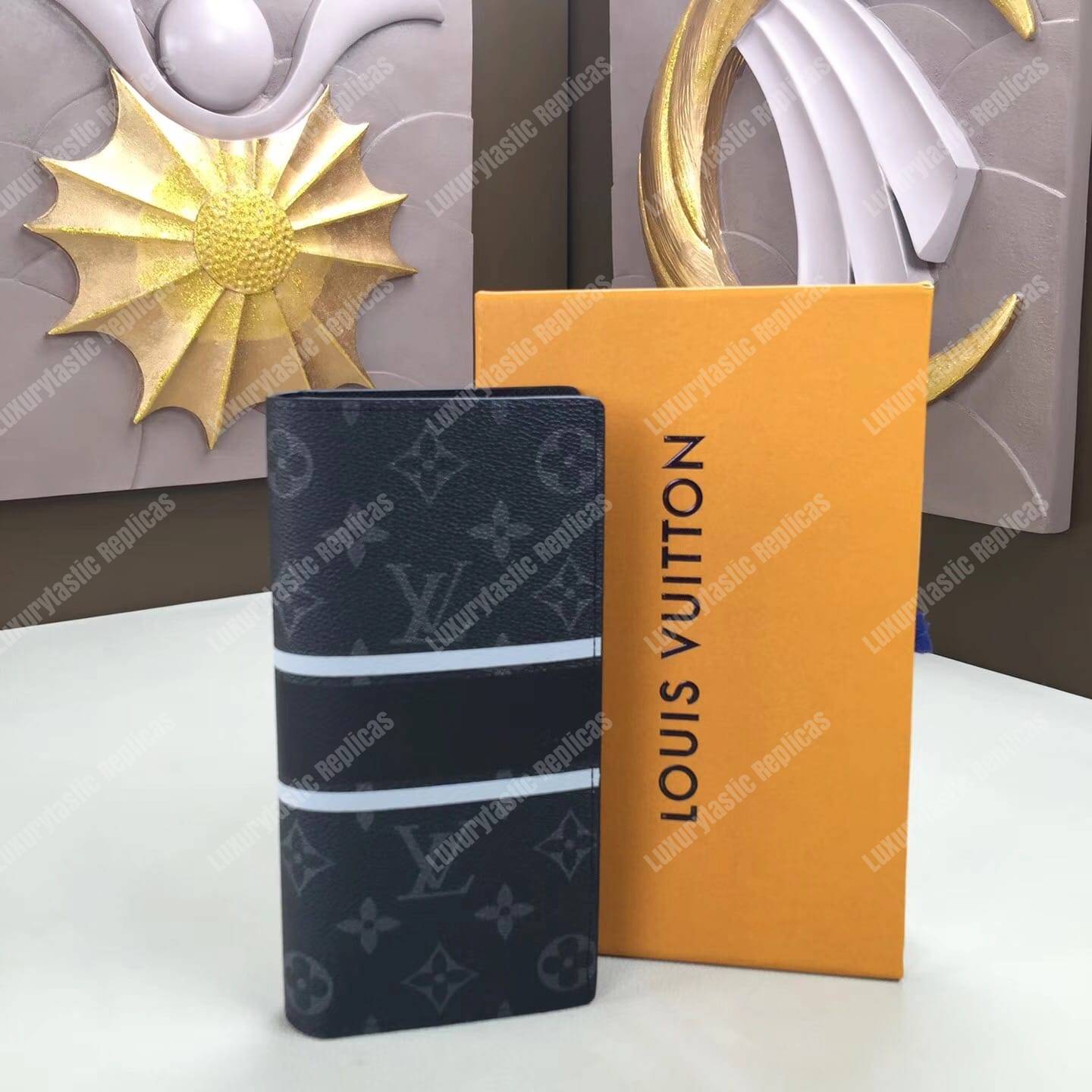 LV Brazza Wallet Monogram Eclipse Canvas