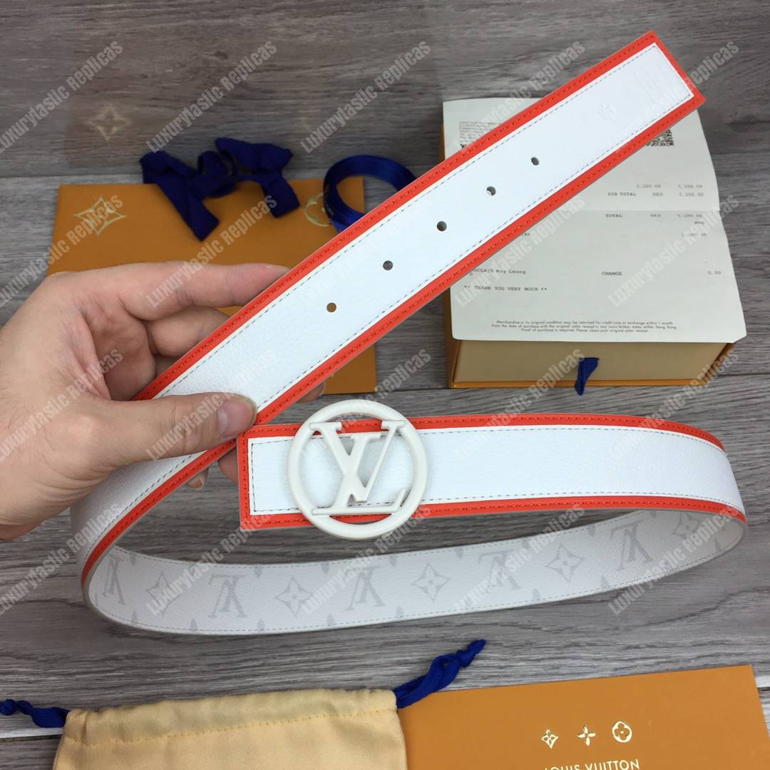 LV Circle 40mm Reversible Belt White