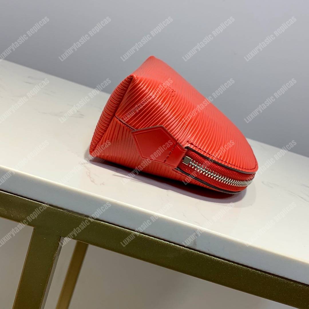 LV Cosmetic Pouch PM Epi Leather Coquelicot
