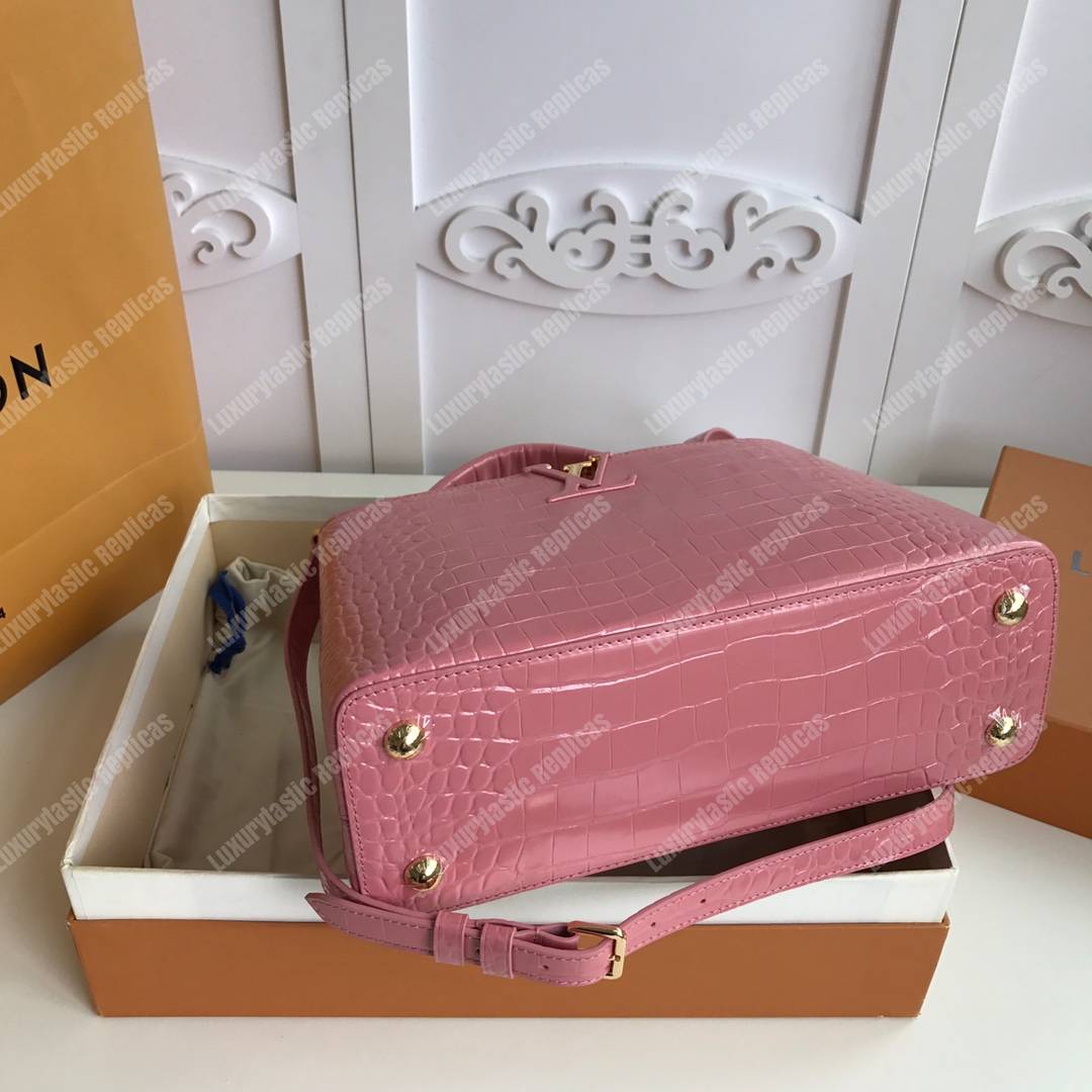 LV Capuccines PM Crocodilien Mat Rose Tourmaline