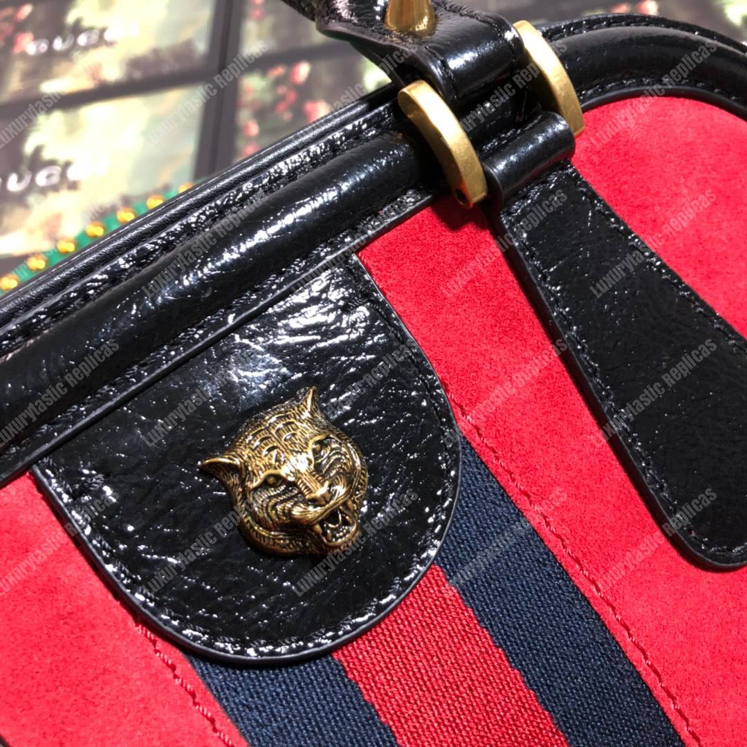 G*u*i re(belle) large top handle tote suede red