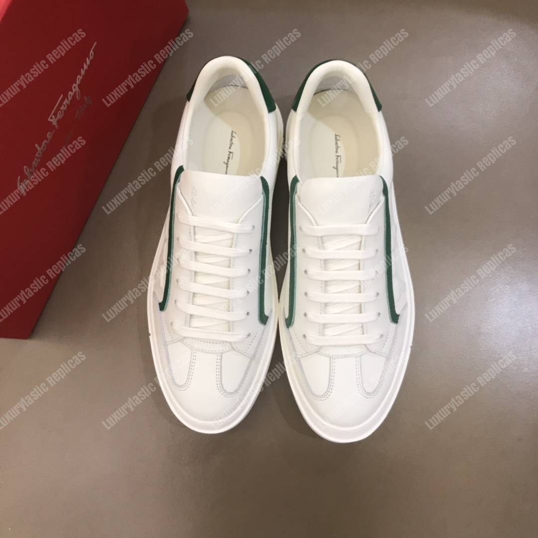 Salvatore Ferragamo Gancini Sneaker Shoe White/Green Lining