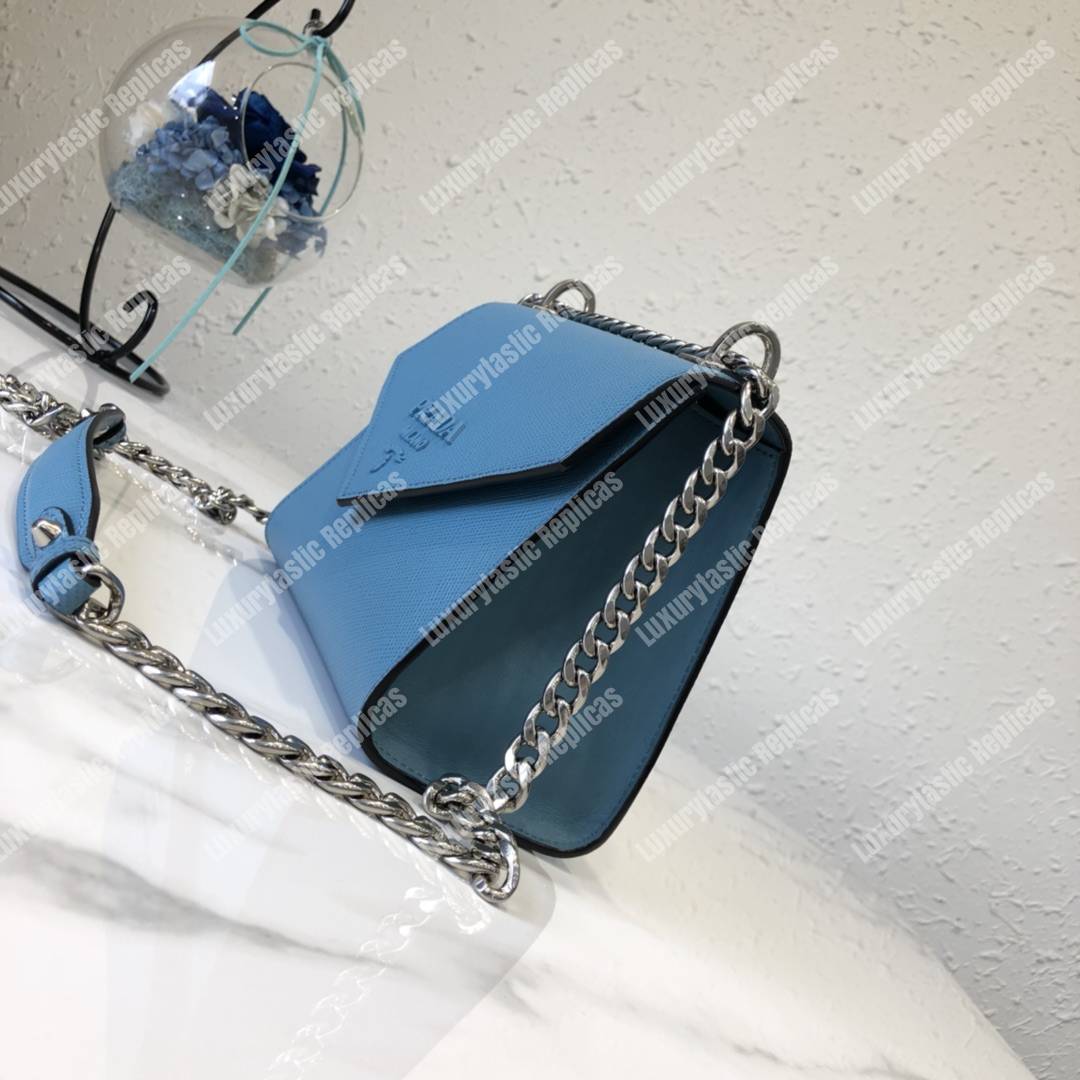 Pra*a monochrome saffiano leather bag light blue