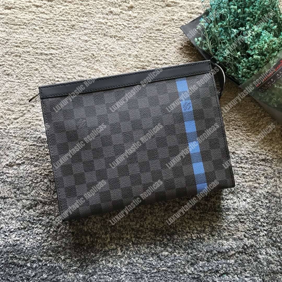 LV Pochette Voyage MM Damier Graphite Stripe Blue