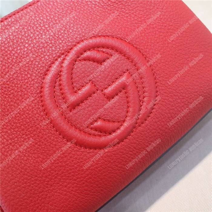 G*u*i soho leather chain strap shoulder bag red