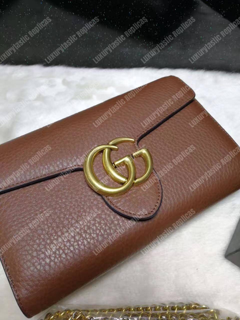 G*u*i gg marmont leather mini chain bag brown