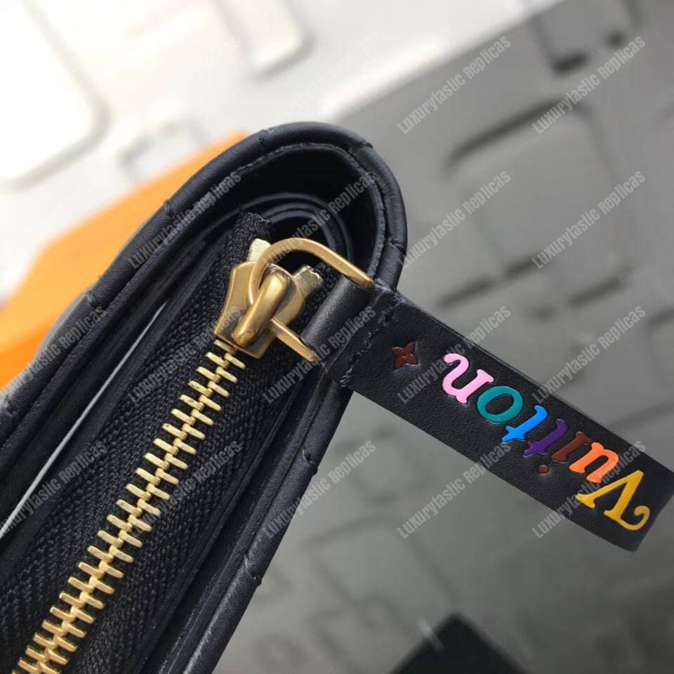 LV New Wave Zipped Compact Wallet Black