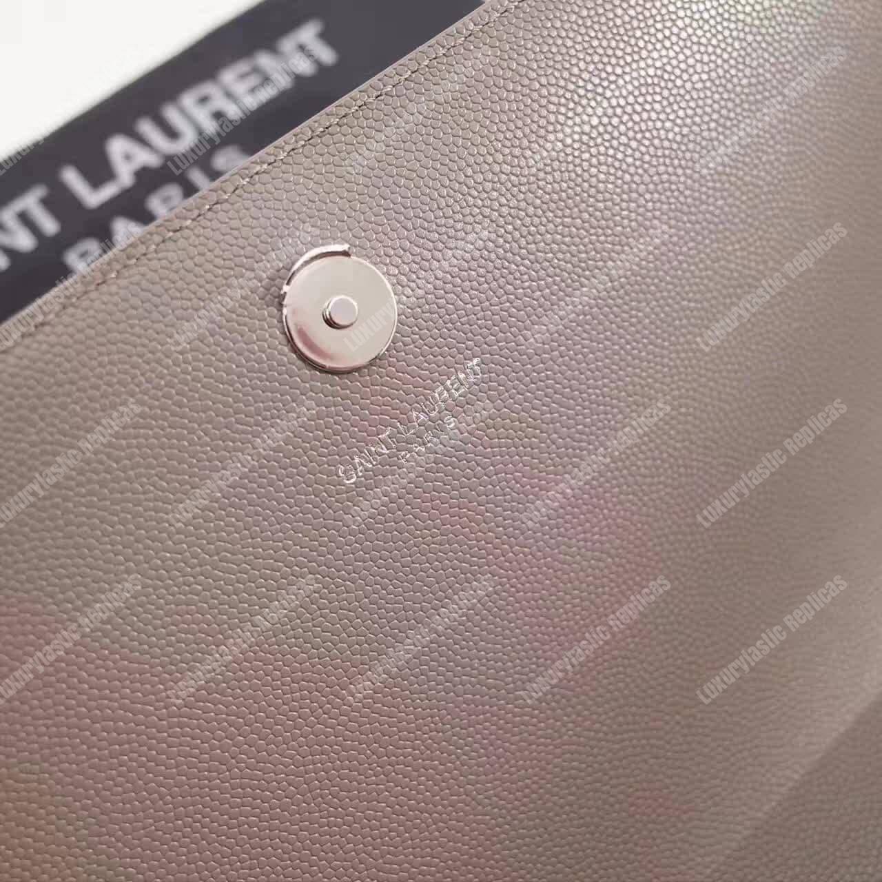 Saint Laurent Kate Medium In Grain De Poudre Embossed Leather Earth Grey
