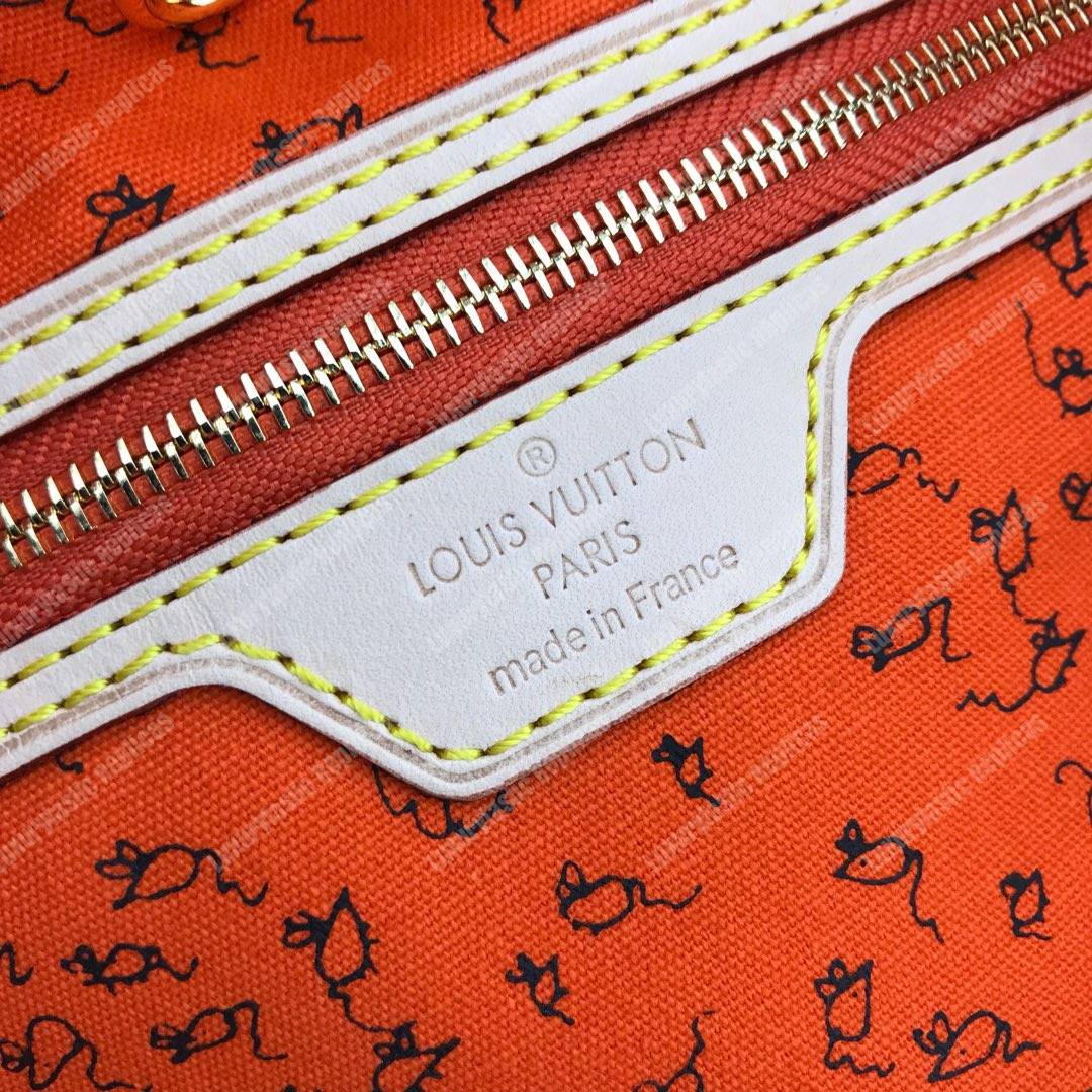 LV Neverfull MM Catogram White/Orange