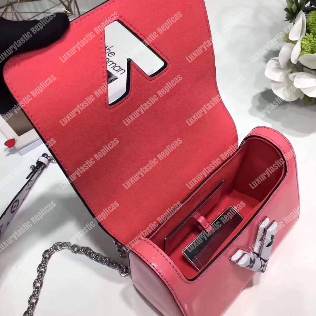 LV Twist PM Monogram Vernis Leather Rose Poudre