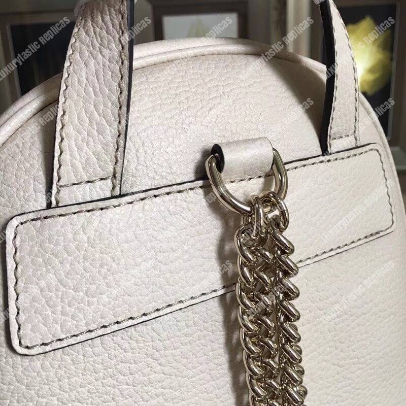 G*u*i soho leather chain backpack white