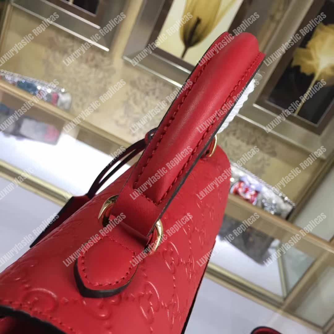 G*u*i padlock small signature top handle bag red