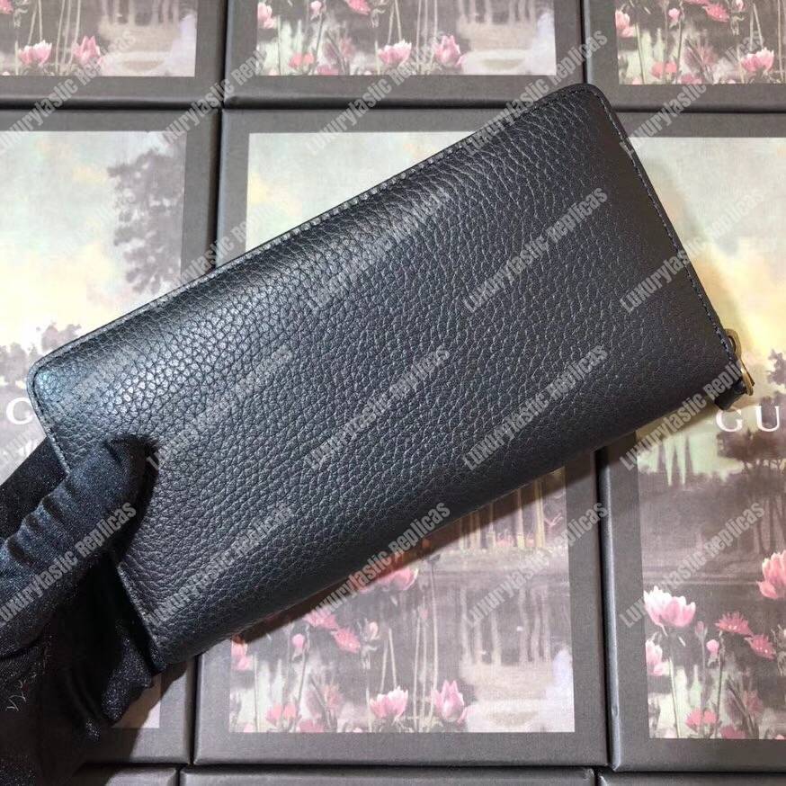 G*u*i garden leather zip around wallet black with butterfly