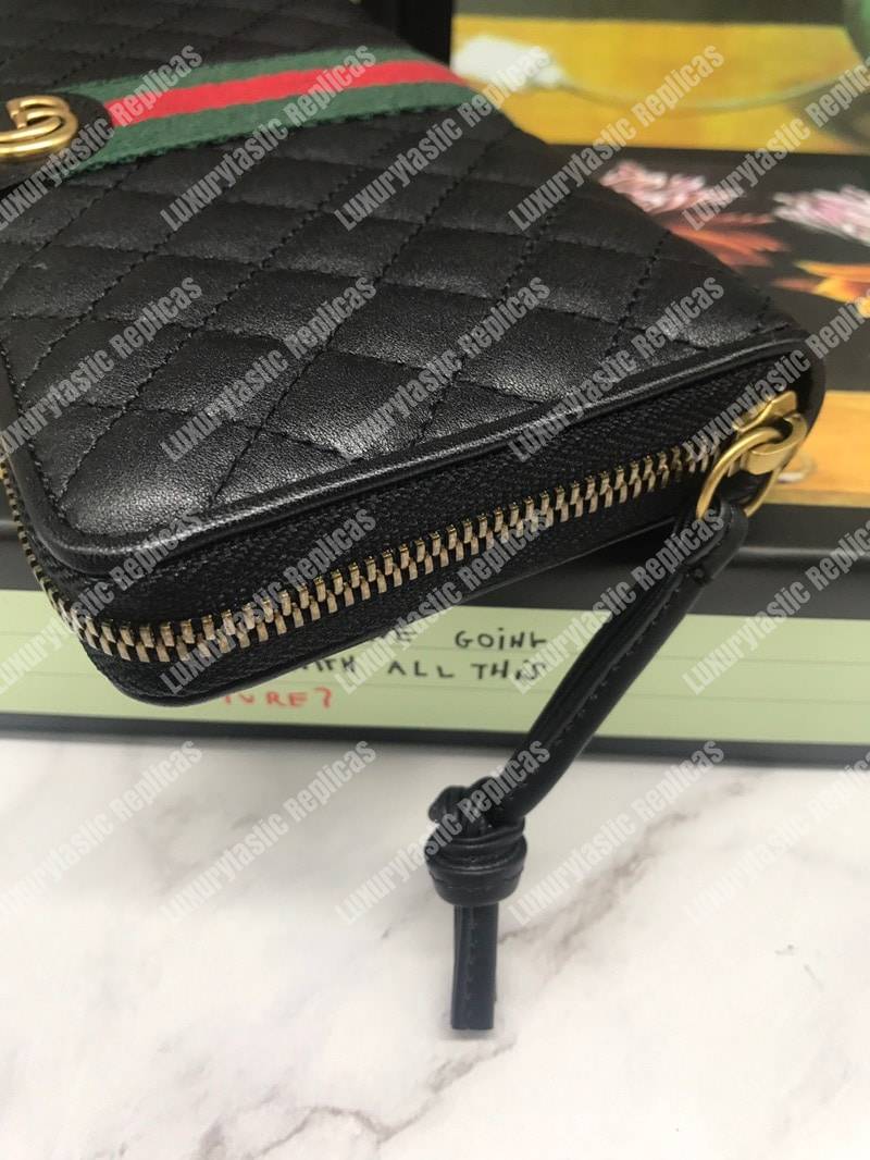 G*u*i leather zip around with double g black