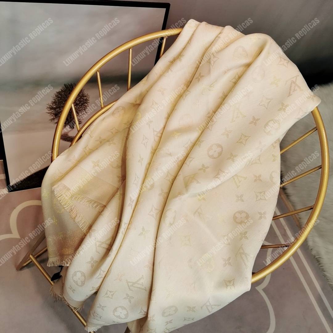 LV Monogram Shine Shawl White