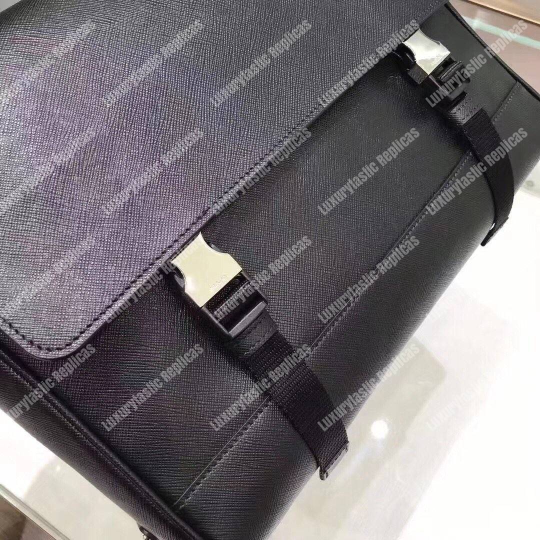 Pra*a saffiano leather shoulder bag black