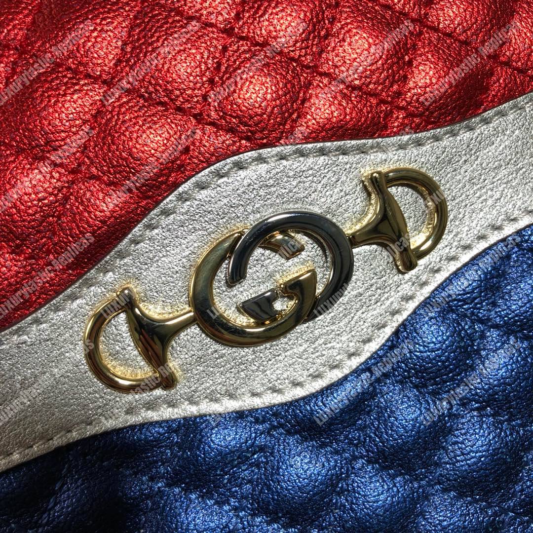 G*u*i laminated leather small shoulder bag blue/red