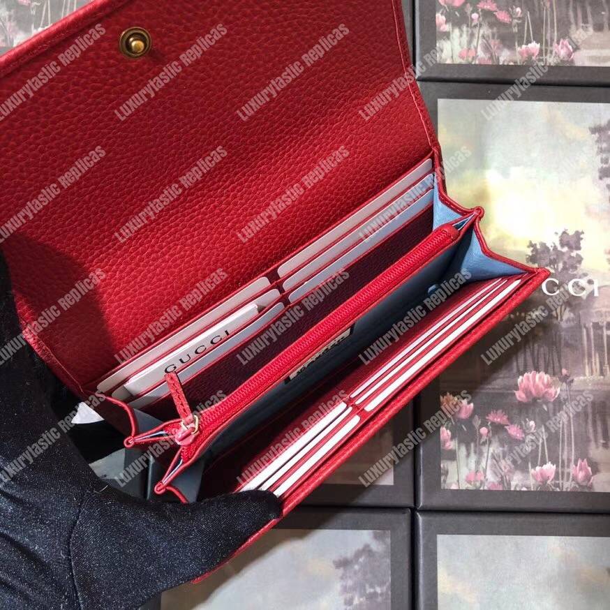 G*u*i garden leather continental wallet red with butterfly