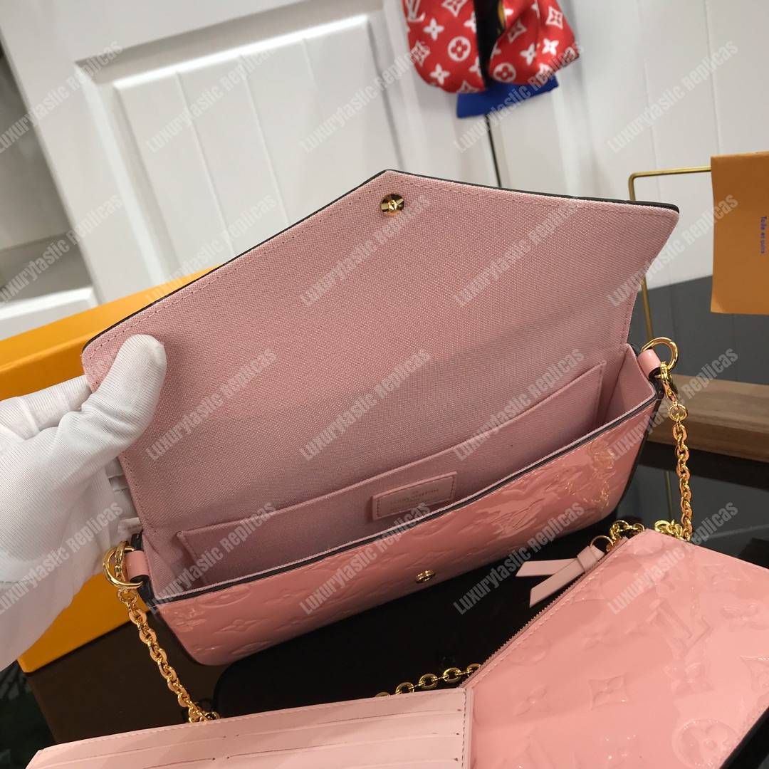 LV Pochette Felicie Monogram Vernis Leather Tivoli