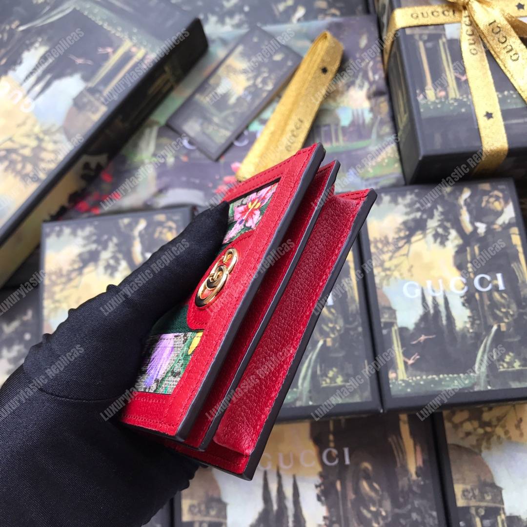 G*u*i ophidia gg flora card case wallet red
