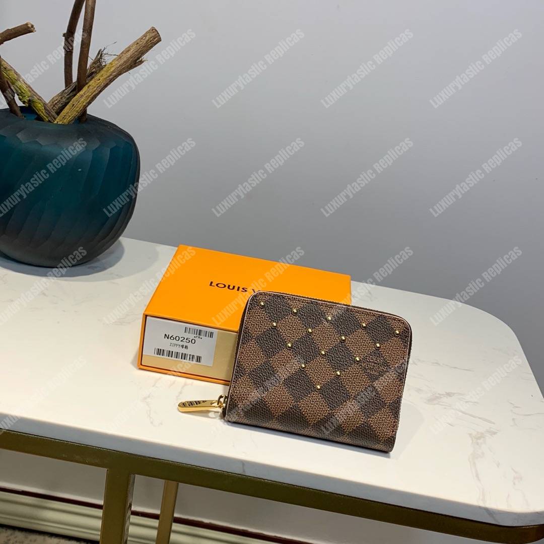 LV Zippy Coin Purse Damier Ebene Rose Ballerine Pink