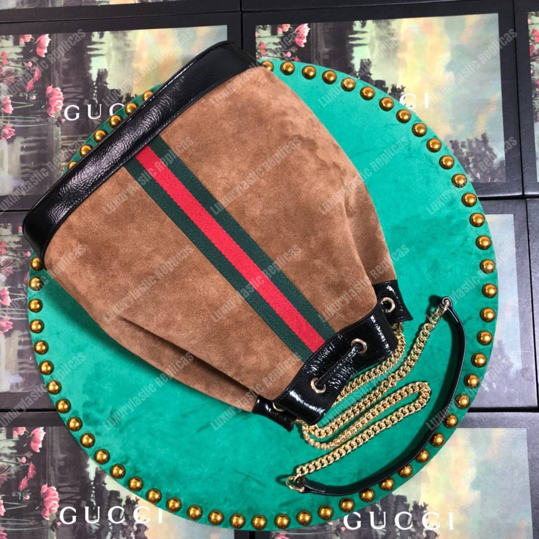 G*u*i rajah medium bucket bag brown