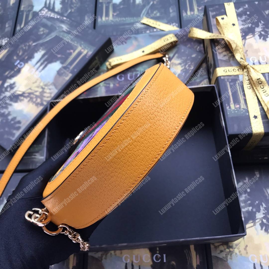 G*u*i ophidia gg flora mini round shoulder bag yellow