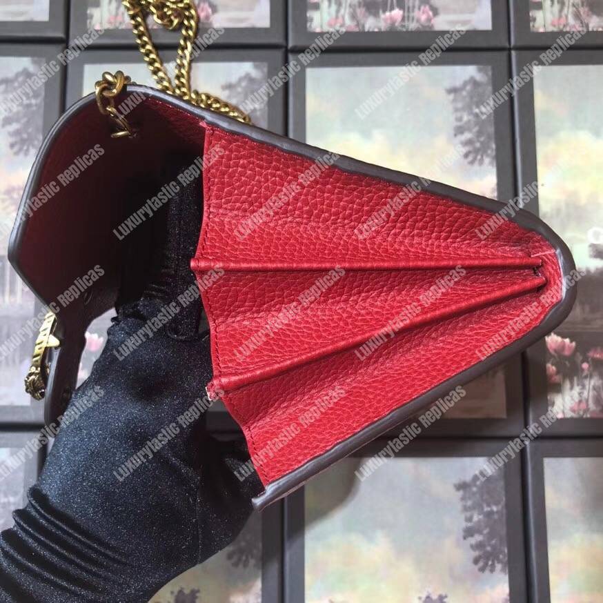 G*u*i calfskin garden dionysus chain wallet red with butterfly