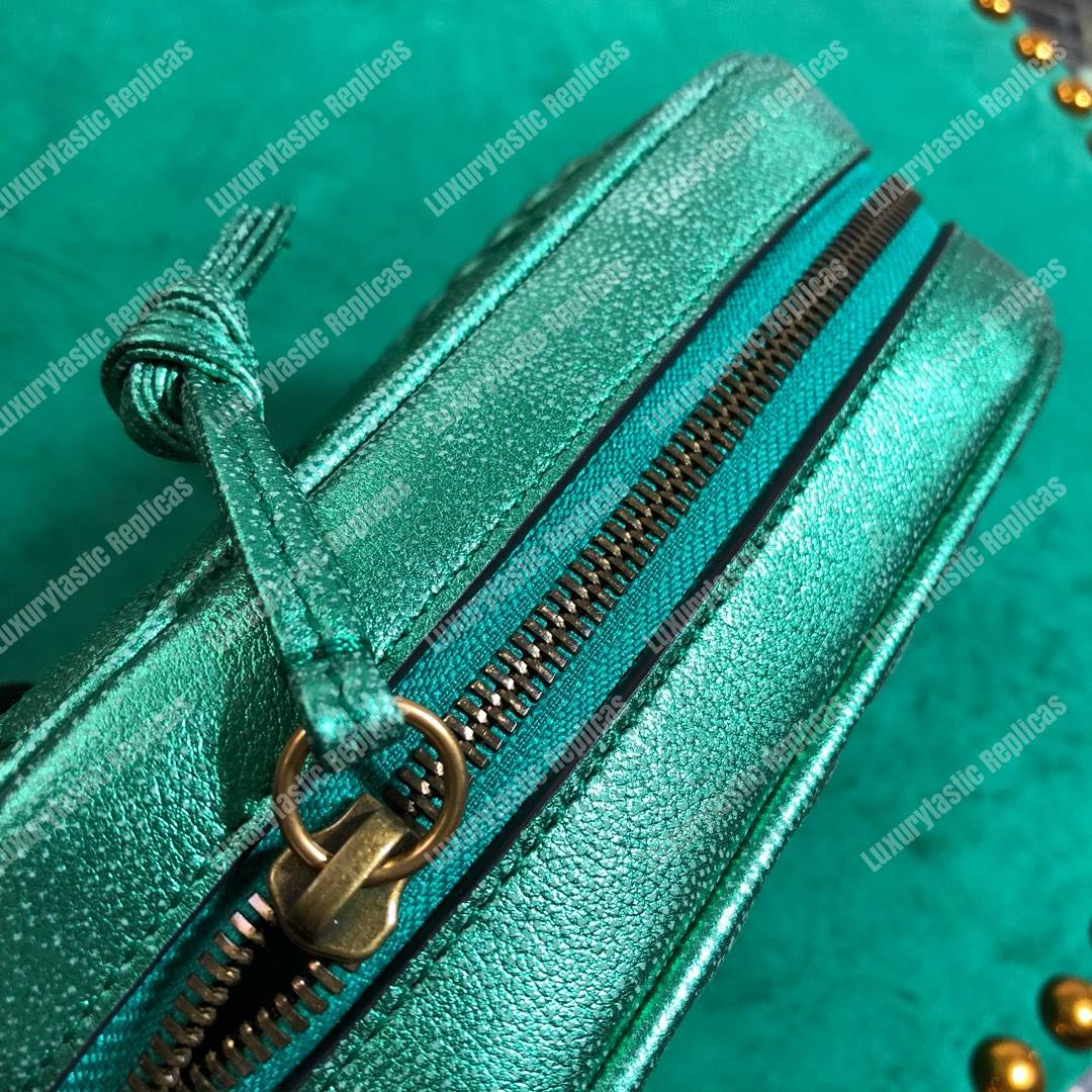 G*u*i mini laminated leather bag green