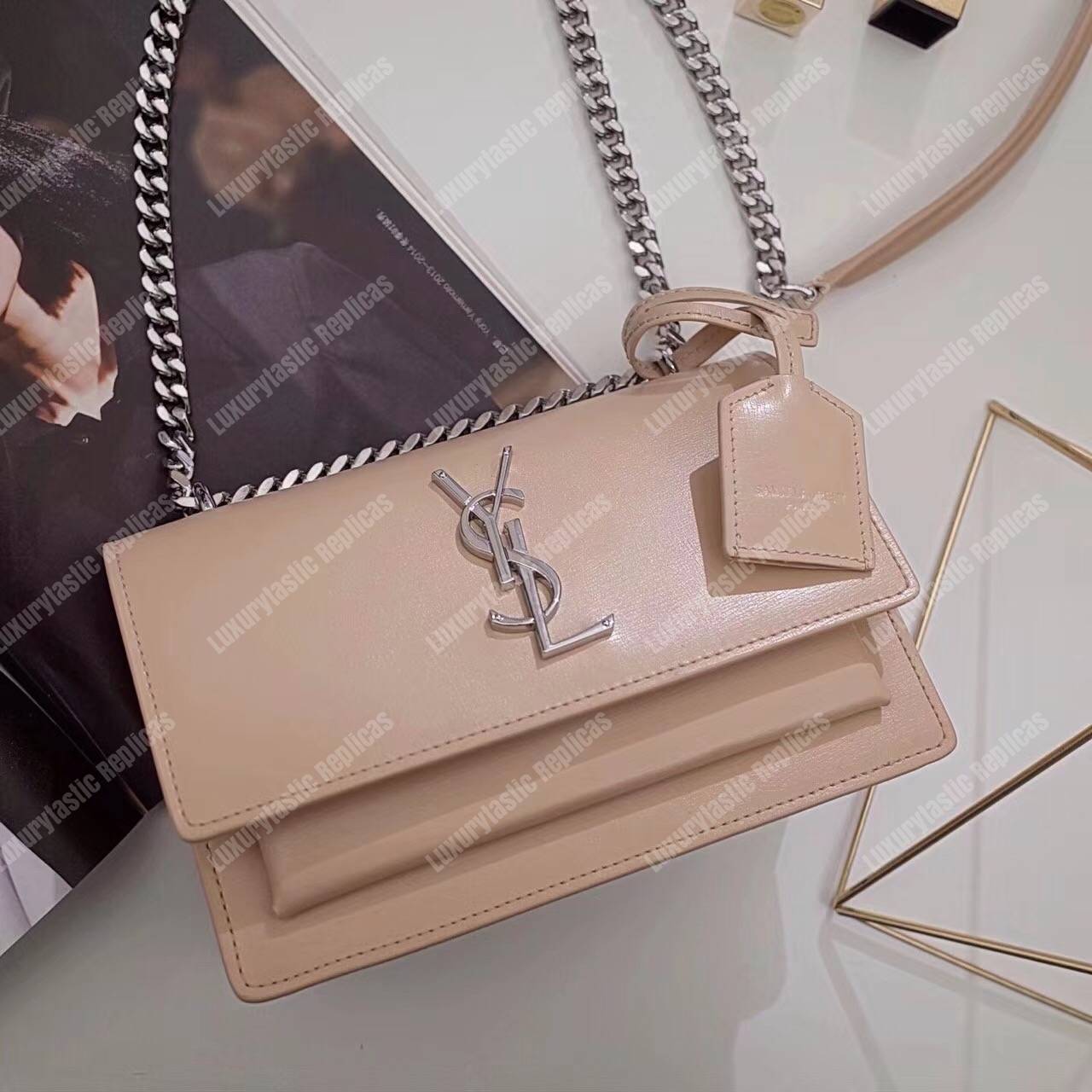 Saint Laurent Small Sunset Bag Powder Grained