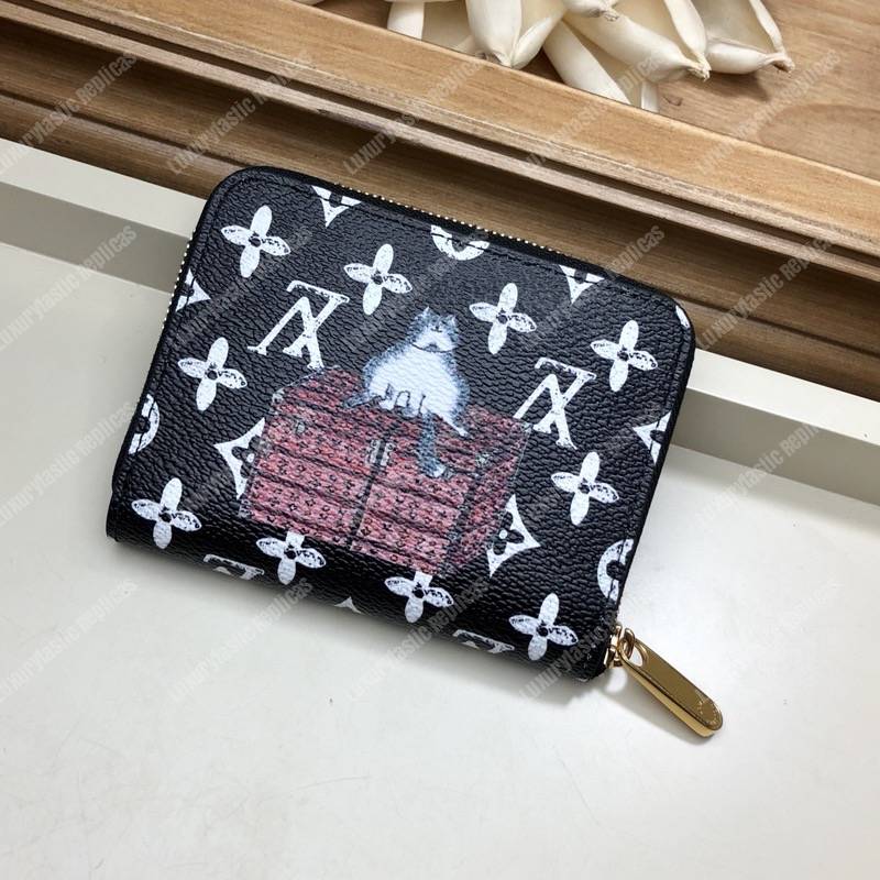 LV Zippy Coin Purse Catogram Dogs and Cats Black White