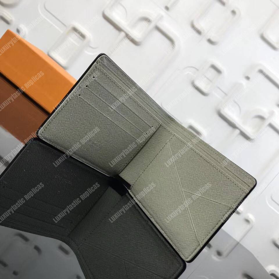 LV Multiple Wallet Taiga Leather Silver