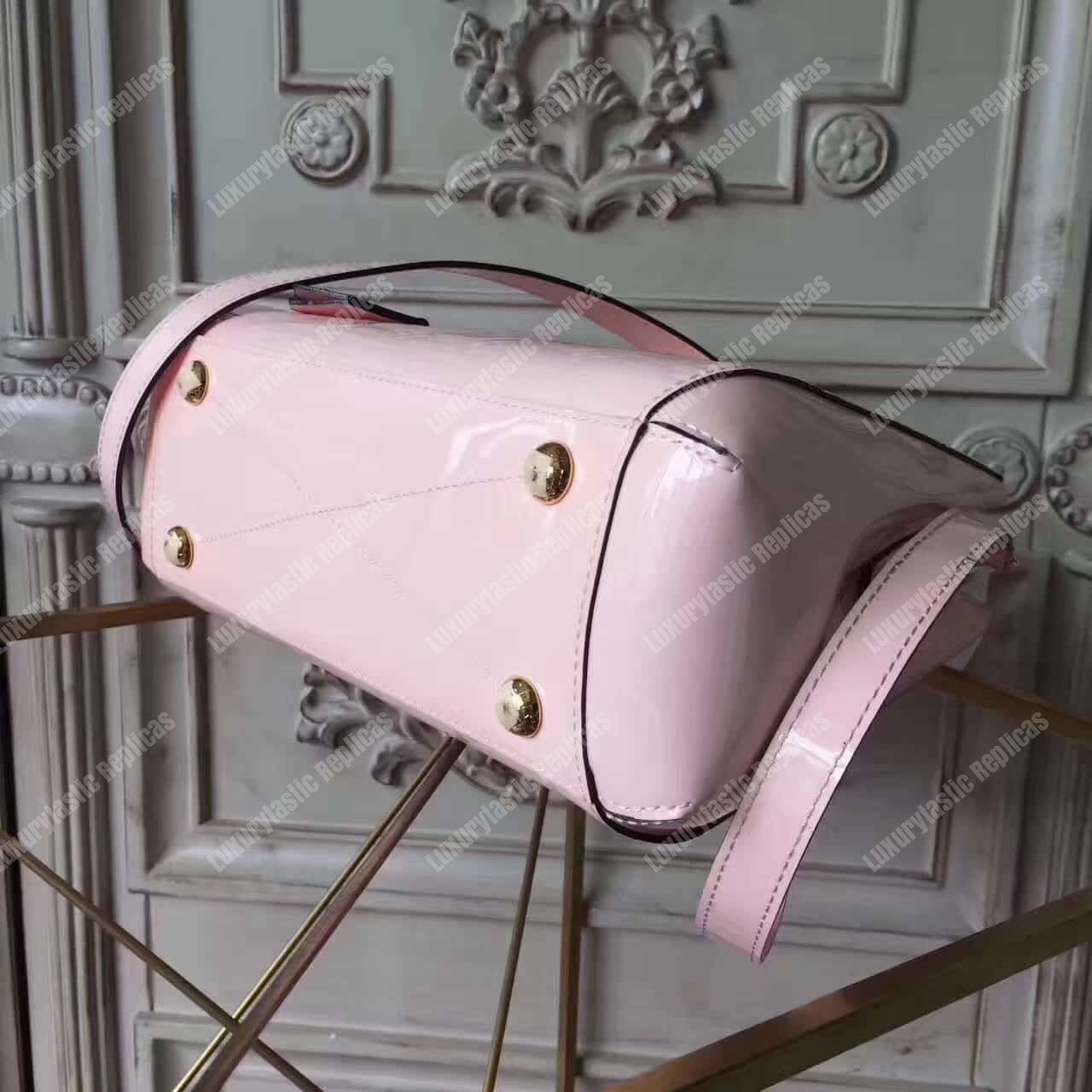 LV Montaigne BB Tote Bag Monogram Vernis Rose Ballerine