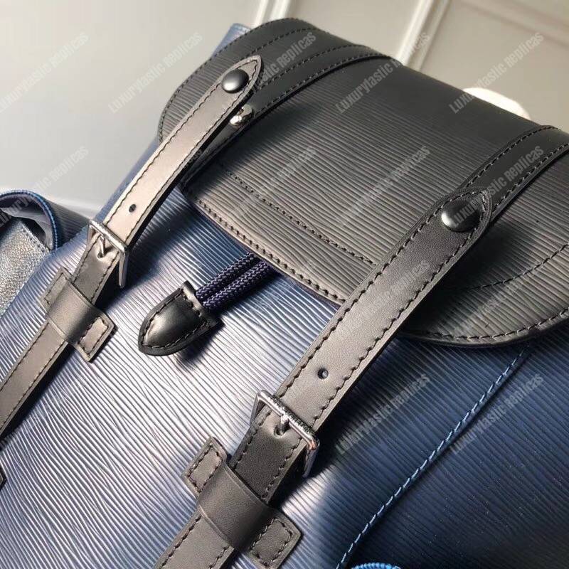 LV Christopher PM Epi Leather Damier Graphite Patchwork Blue