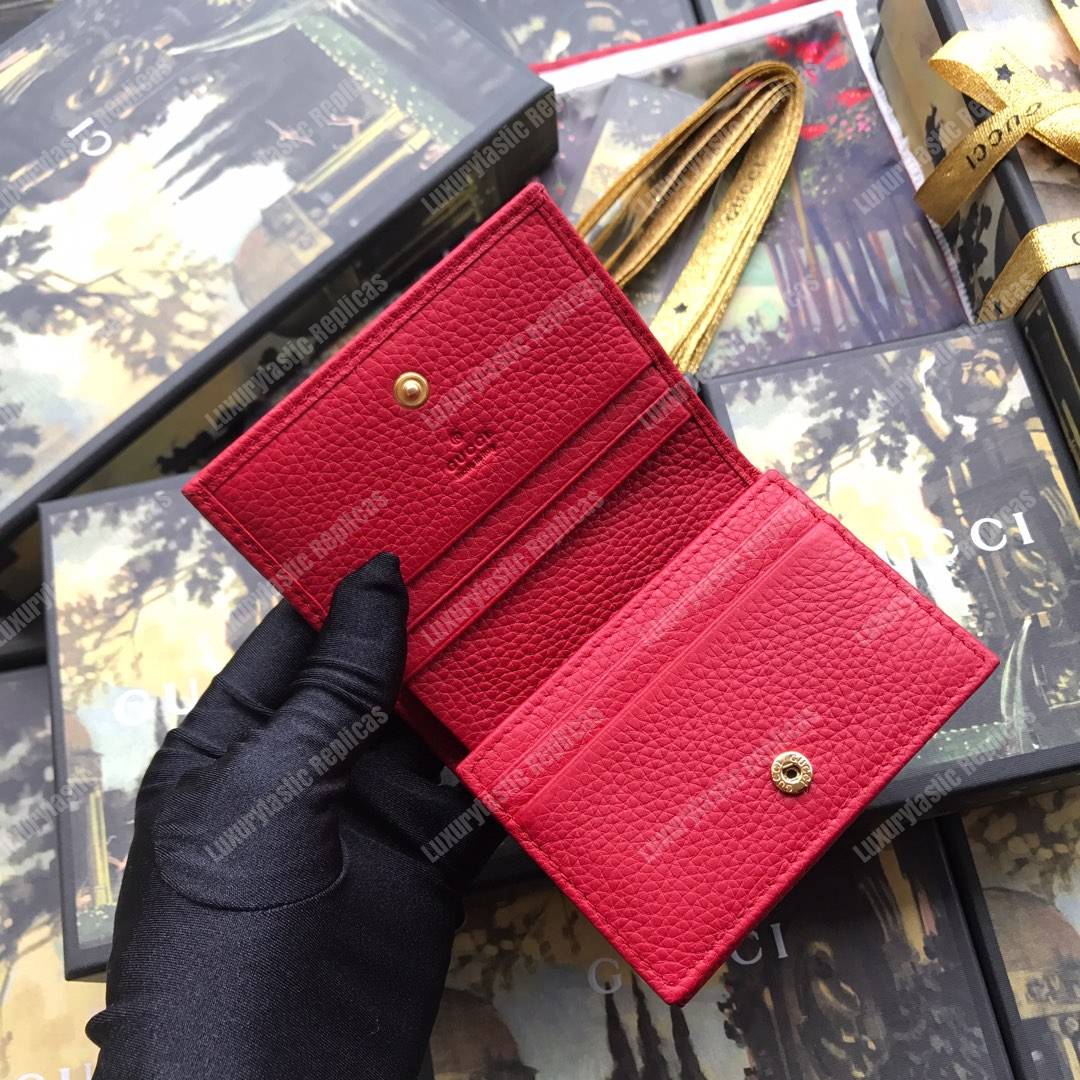 G*u*i leather card case wallet hibiscus red