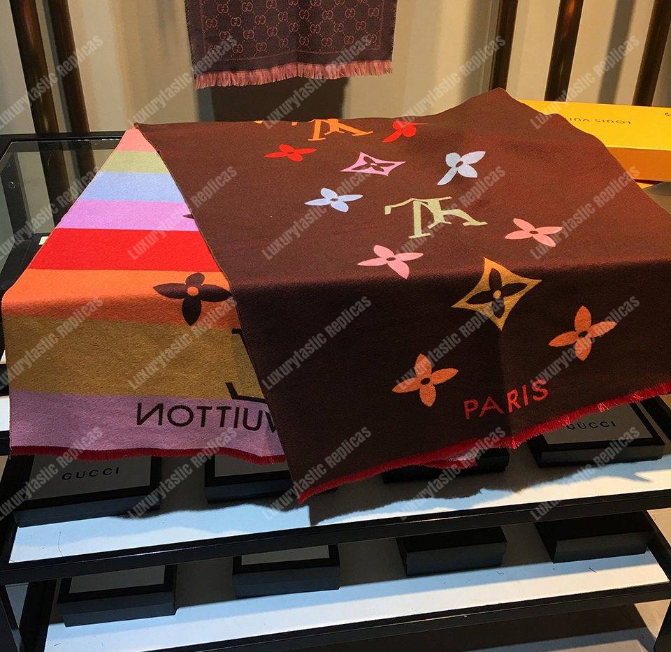 LV Reykjavik Scarf Cashmere & Wool Brown Multicolor