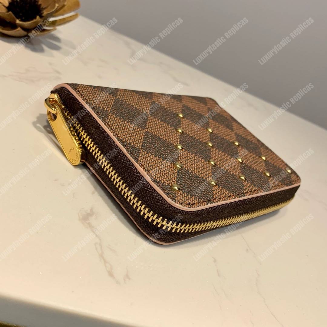 LV Zippy Coin Purse Damier Ebene Rose Ballerine Pink