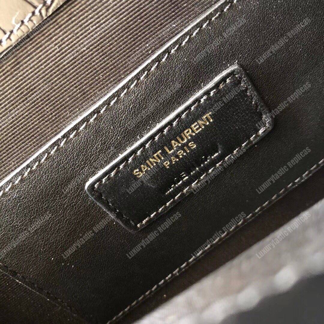 Saint Laurent Medium Kate Tassel Chain Bag Black Crocodile