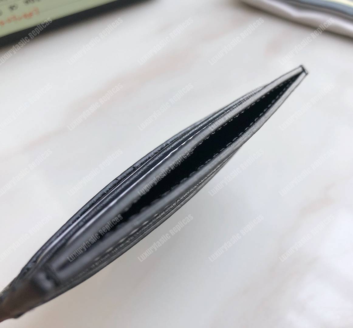 G*u*i kingsnake print leather card case black