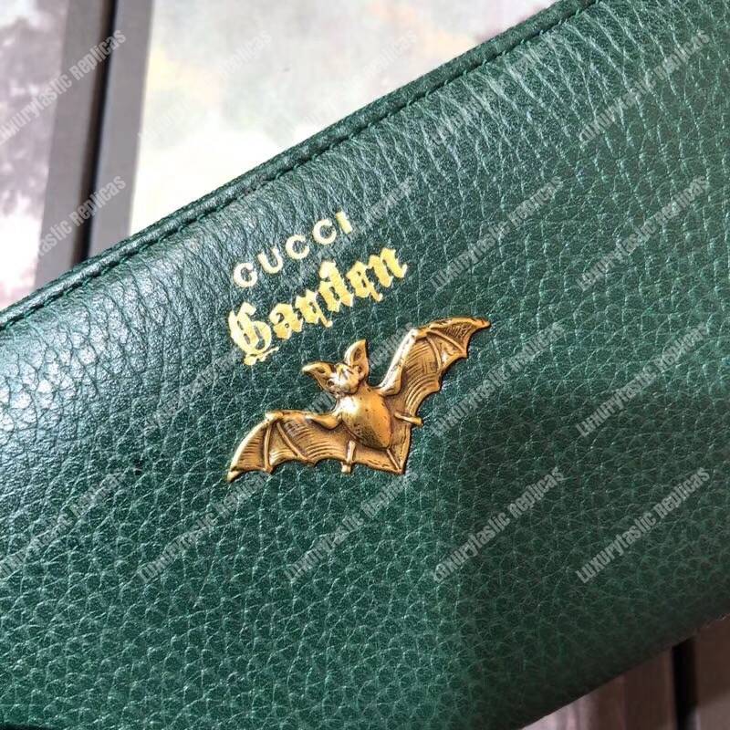 G*u*i garden leather zip around wallet green with bat