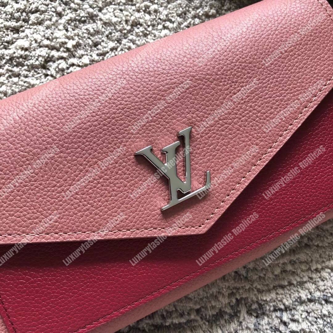 LV MyLockMe Wallet Rose Boudoir Lie de Vin