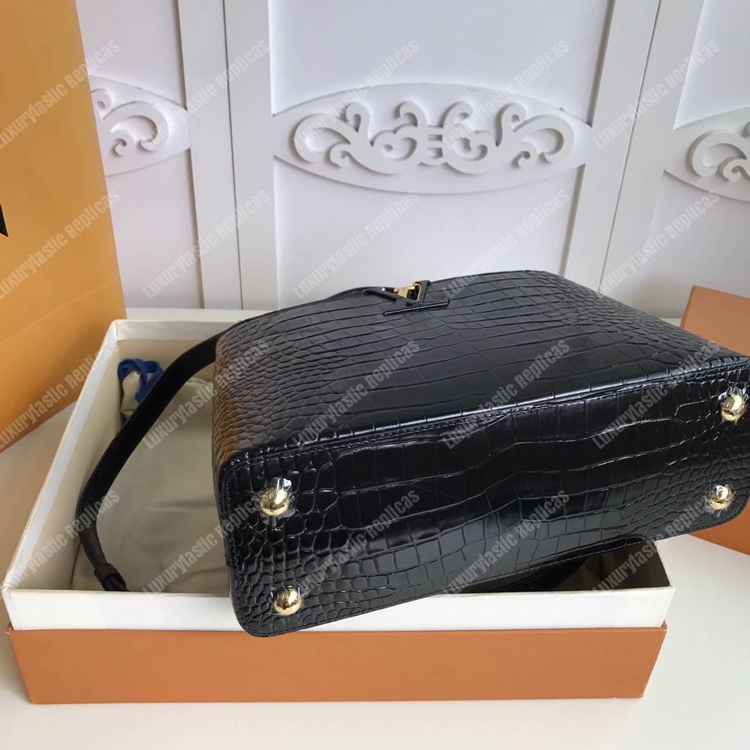 LV Capuccines PM Crocodilien Mat Noir
