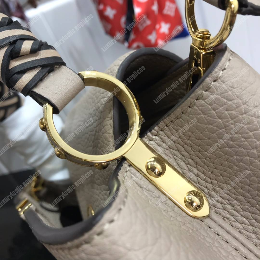 LV Capucine BB Handbag Taurillon Leather Galet Gray/Noir