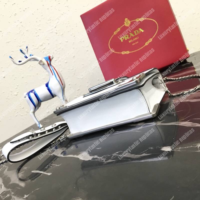 Pra*a cahier calf leather bag white